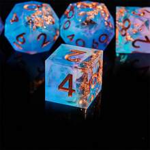 طقم نرد راتينجي ثنائي اللون مصنوع يدويًا ، مناسب لألعاب الأدوار مع شرار نجمي ولمسة حافة دقيقة ، مناسب للمراهقين من عمر 14 سنة فأكثر ، هدية مثالية لعيد الميلاد أو عيد الميلاد - متعدد الألوان - مشاهدة 4