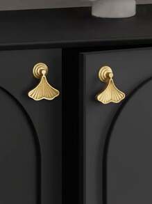 6 件创意 DIY 杏叶拉手，橱柜、梳妆台、抽屉、碗橱、入口吊坠把手，北欧简约美式家具，黄铜制成，含螺丝 - 彩色 - 查看 2