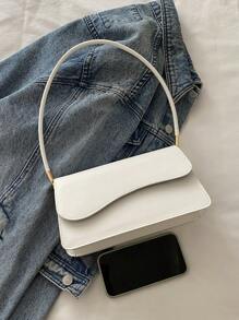 Fashionable Solid Color Asymmetrical Flip-Top Vintage Simple Elegant Shoulder Bag , Old Money , Office - White - View 6