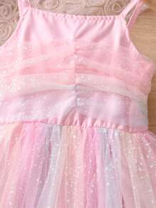 Vestido de tirantes con patchwork de malla para niñas jóvenes