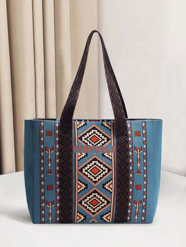 Bolsa feminina, bolsa de ombro boêmia azul, bolsa de mão de nicho de grande capacidade para estudantes universitários, bolsa de viagem de colarinho branco, bolsa para laptop, bolsa de armazenamento para tablet