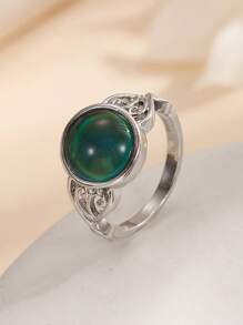 1pc Elegant Temperature Sensing Color Changing Ring, Emotional Temperature Sensitive Mood Ring Suitable For Women, Couples Everyday Wear, Engagement, Wedding, Valentine's Day, Christmas, Birthday, Anniversary Events,Mom,Mother,Mother's Day,Gift