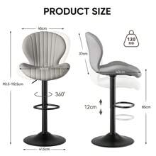 Nalupatio Modern Bar Stools Set Of 2,Adjustable Swivel Barstools,Counter Height Stool Chair With High Backrest For Dining Room - Xám - Xem 6