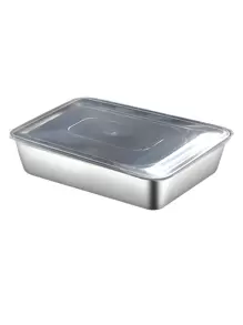 3 件 10.2 英寸带盖不锈钢烤盘，食物储存套装 - 方形，手工盖上，手洗 - 适合准备饭菜和户外野餐