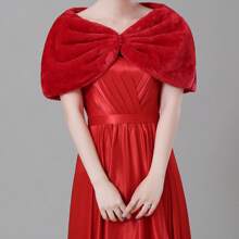 1pc Lightweight Pearl Button Off-Shoulder Minimalist Elegant Bridal Shawl, Windproof For Wedding Ceremony & Party - Multicolor - View 2