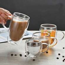 2-4-6pcs Double Walled Glass Coffee Cups With Handles, Espresso Cups, Tea Cups, Thermal Insulation. Suitable For Espresso, Matcha, Cappuccino, Tea Bags. Kitchenware Holiday Gifts Back To School