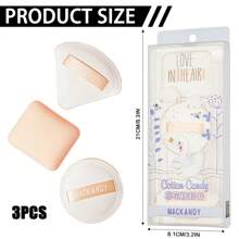 3Pcs Powder Puff, Triangle+Square+Round Dual Use Powder Puff, Soft Velvet Powder Puff For Flawless Makeup Finish, Powder Puffs For Pressed Powder