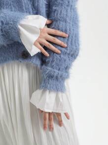 1 Pair Ladies' Fabric Trumpet Decor False Sleeves, Suitable For Outings And Party Decoration - White - View 4