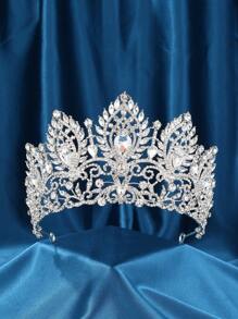 Tiaras de boda altas para novia, coronas de reina grandes con circonita cúbica de grado 5A, diadema de novia de princesa, gran corona de concurso para mujer, accesorio para el cabello con cristales plateados - Multicolor - Ver 18