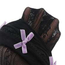 Women Lace Bolero Shrug Tops With Velvet Bows Hollow Out Shrug Open Front Cropped Cardigan Bolero Fishnet Shawl Arm Sleeves With Finger Holes Costume Accessories - 紫色 - 查看 9