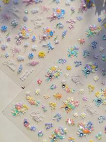 1 件 5D 花朵指甲贴 DIY 艺术 Y2K 风格春季美甲装饰贴花