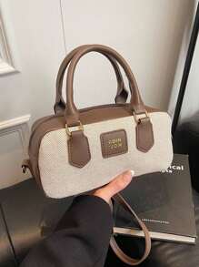 Bolso de hombro y cruzado de unicolor versátil y de moda, minimalista y práctico multifuncional - Caqui - Ver 1