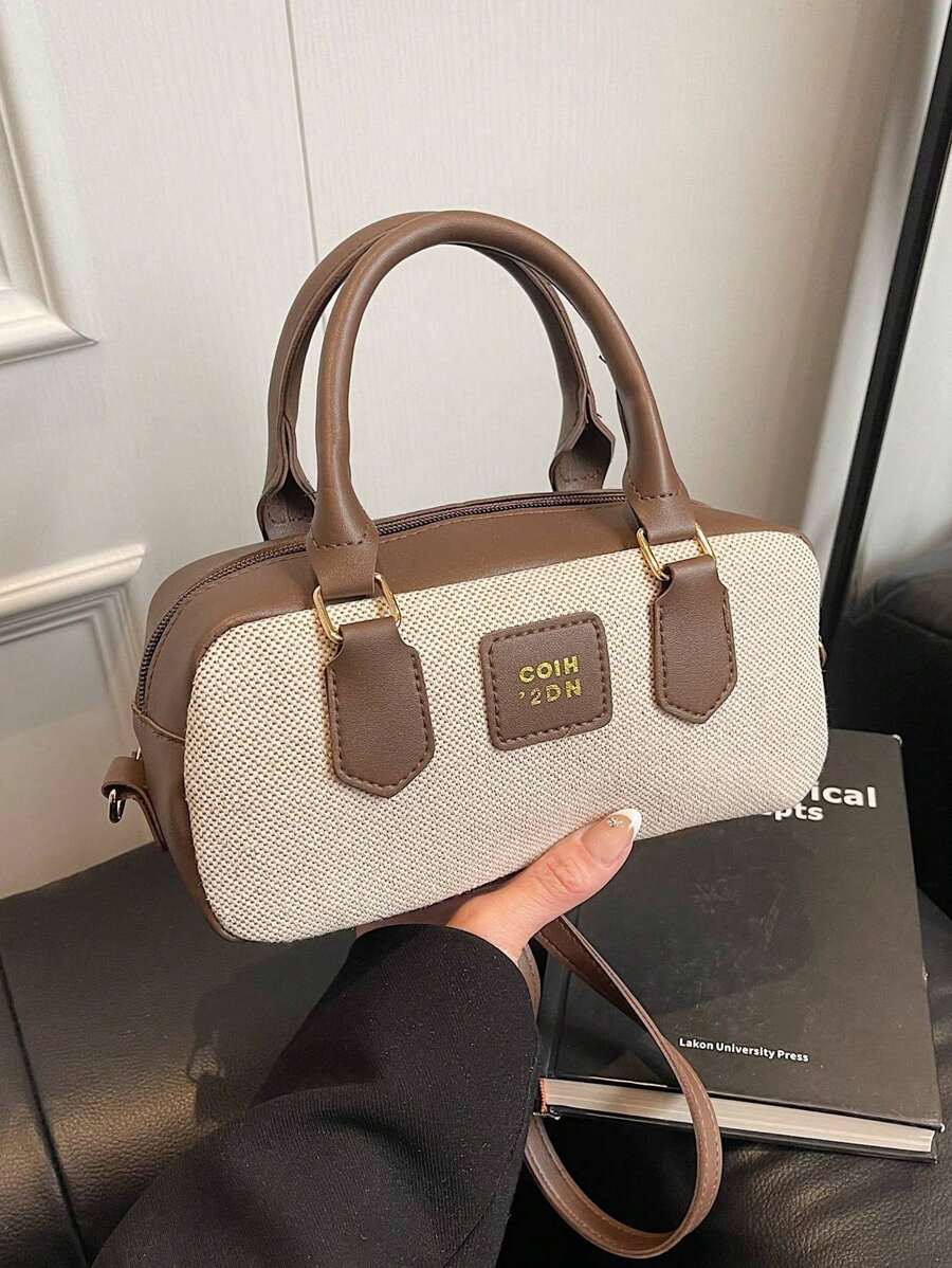 Bolso de hombro y cruzado de unicolor versátil y de moda, minimalista y práctico multifuncional - Caqui - Ver 1