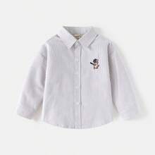 男童长袖刺绣休闲衬衫，春季