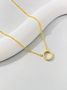 1pc Stylish Pendant Necklace For Women Made Of Sterling Silver Ring With Zirconia. It Features A Classic And Luxurious Style And Is Suitable For Daily Wear, Music Festivals, Vacations. It's Also A Perfect Gift For Girlfriends On Thanksgiving Day. - Small Circle - View 6