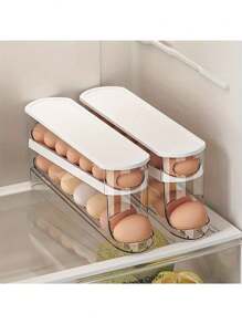 30pcs Auto-Rotating Egg Tray, 3-Tier Fridge Mounted Egg Storage Box, Made Of Fresh-Keeping PP Material, Essential Kitchen Organizer To Save Space