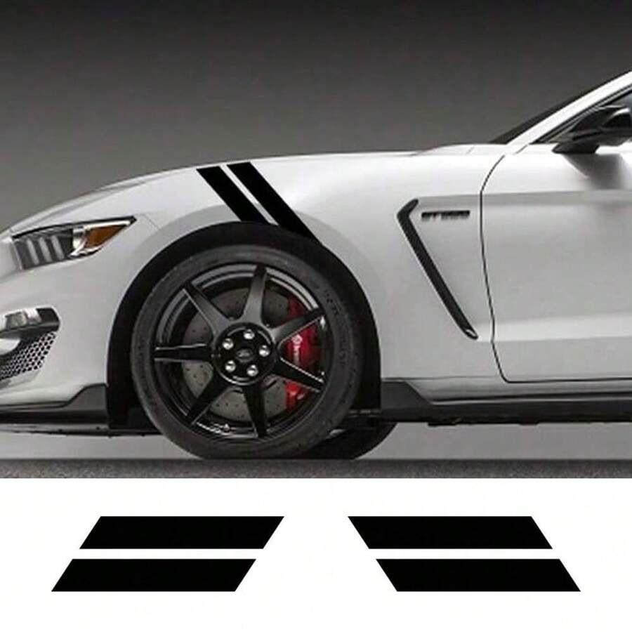 Car Double Bar Hood Mudguard PVC Decals Graphics Stripes Sport Vinyl Decal For Mustang GT500 GT350 GT Auto Accessories