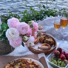 Chăn dã ngoại dày, di động, thảm cắm trại màu trắng, khăn tắm biển, khăn trải ghế dài, không thấm nước, có thể giặt được, ấm áp, thích hợp cho hoạt động ngoài trời, cắm trại, làm vườn, chụp ảnh, trang trí nhà cửa, khăn trải bàn, treo tường - trắng - Xem 10