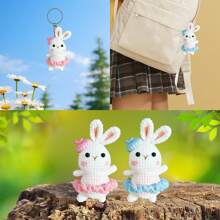 DIY Dance Rabbit Crochet Kit For Beginners, Amigurumi Stuffed Animals - Gift Animal Crochet Starter Kit All-In-One Complete Crochet Kit Learn To Crochet Sets With Instructions And Step By Step Video Tutorials For Adults Cute Animal Doll DIY Crafts For Home Decor