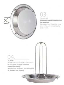 1pc Outdoor Camping Thick BBQ Grill, Carbon Steel Roasting Rack Nonstick Chicken Roaster Pan