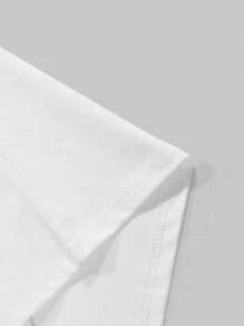 Men's White Round Neck Short Sleeve T-Shirt & Black Sports Shorts Set, Fashionable Cross Print, Casual Daily/Commuting/Sports Wear