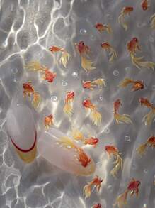 锦鲤与梦幻泡泡金鱼夏日美甲贴纸贝壳浅红鱼软浮雕指甲贴纸美甲贴花 - 彩色 - 查看 1