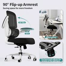 TRALT - Silla de Oficina ergonómica con Soporte Lumbar Ajustable, Silla de computadora de Malla, Silla ejecutiva para Oficina en casa, cómodo Soporte Lumbar (Blanco) - Beis - Ver 7