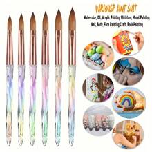 6pcs Acrylic Nail Art Brush Set, Sizes 4/6/8/10/12/14, Suitable For Acrylic Nail Powder Application, Gradient Nail Art Brushes, Applicable For Nail Art, Acrylic Powder And Acrylic Nail Kits, DIY Nail Salon - Multicolor - View 6