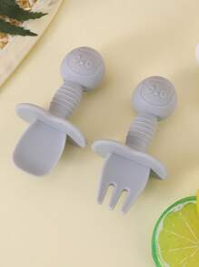 2 pezzi Set di forchette e cucchiai per l'addestramento dei bambini, posateria per l'apprendimento in silicone morbido a forma di panda per neonati, accessori per l'alimentazione, regalo per Ognissanti, Natale, Ringraziamento e Pasqua