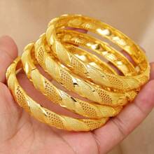 1pc Retro Style 24K Gold Plated Copper Open Bangle Bracelet, Luxury Arabian Bride Wedding Jewelry