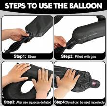 16 英寸黑色字母和数字气球铝箔氦气黑色字母派对气球聚酯薄膜气球字母和数字气球铝箔适用于生日婚礼周年派对装饰 - 黑色 - 查看 9