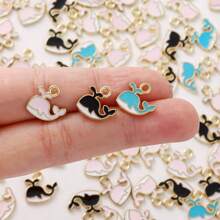 50pcs/Pack Alloy Ocean Series Charms Cartoon Seashell Whale Epoxy Resin Pendant For DIY Bracelets, Necklaces, Anklets, Keychains, Jewelry Crafts