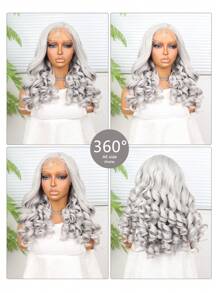 (米色、灰色)13X4 蕾丝前假发，日本进口婴儿发合成纤维，26 英寸黑色直发合成纤维耐热假发弹力网帽，适合各种人种日常聚会，高品质女士自然美丽合成柔软假纤维头发