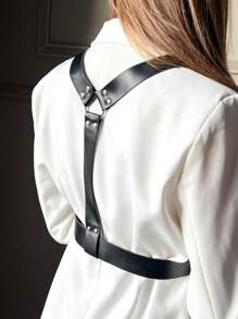 Women's Fashion Black PU Leather Corset Belt, Gothic Style Waist Trainer, Suitable For Daily Outfit, Fashion Statement Accessory, Steampunk Clothing Accessory