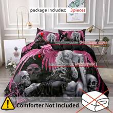 3pcs Melancholy Angel Wings Girl Print Duvet Cover Set, Soft, Comfortable And Breathable Fabric