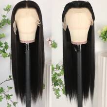 13X6 Platinum White Synthetic Lace Front Wigs 28 Inch Pre Plucked Long Straight Hair Wigs Glueless White Wigs Heat Resistant Fiber Hair Natural Halloween Wigs Platinum Blonde Lace Front Wigs For Women For Daily Christmas Party Cosplay Use - 黑色 - 查看 2