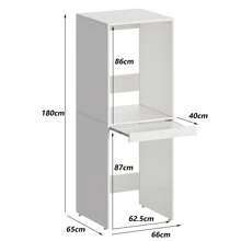 AYYDS Meuble lave-linge-sèche-linge avec étagère coulissante, meuble lave-linge pour lave-linge et sèche-linge, tour de lavage, 180 x 65 x 66 cm, meuble lave-linge, capacité de charge 100 kg (blanc) - Blanc - Voir 4