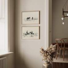 1/2 件复古横向墙壁艺术画牛仔和马匹素描画帆布印刷画，卧室、客厅或办公室的西部装饰，马匹素描印刷乡村农舍装饰，Retroniva 艺术海报，送给他的礼物，无框 - 彩色 - 查看 4