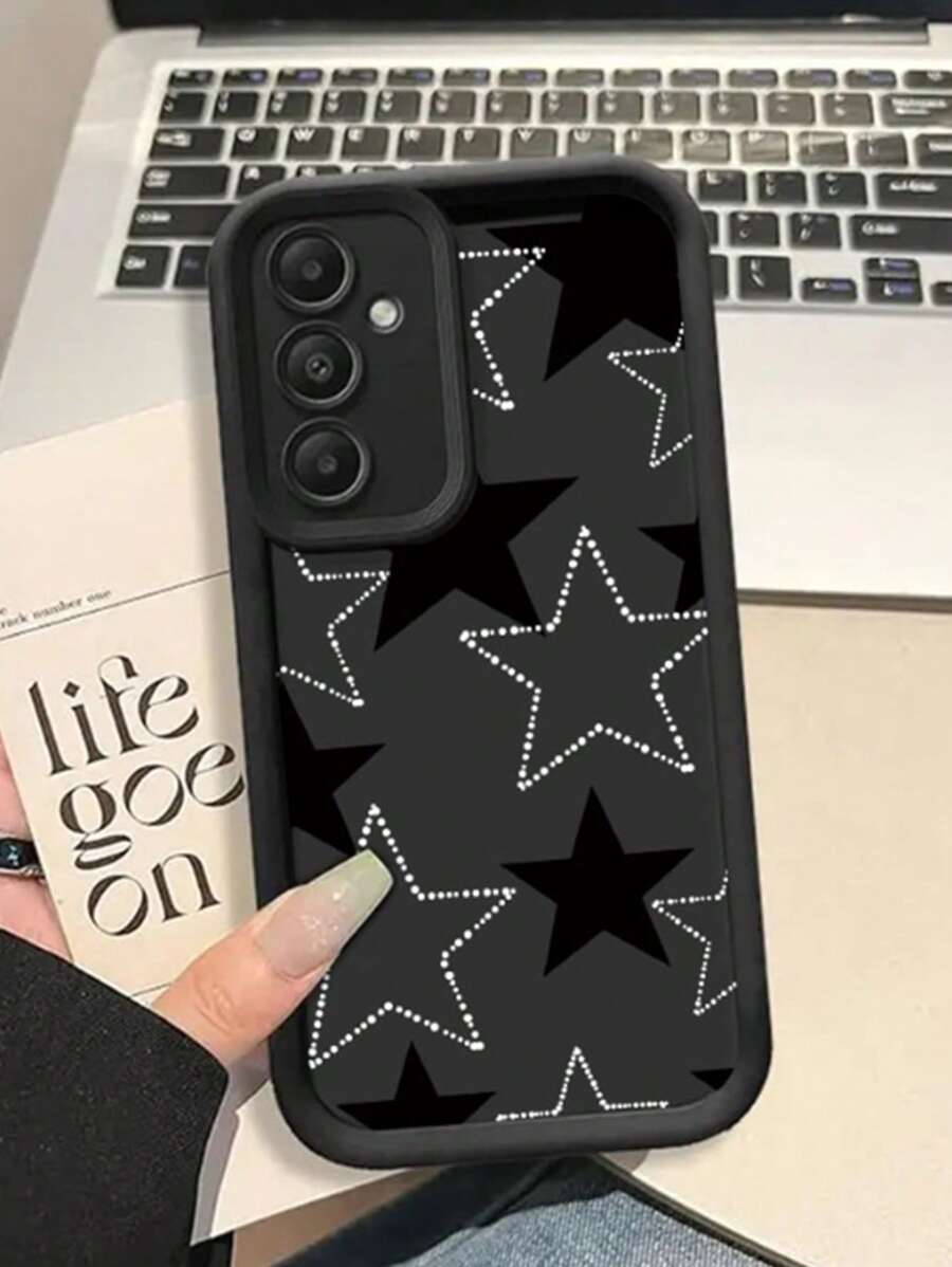 全新高端纹理加厚防摔黑星和白星彩绘手机壳保护套兼容 16/ 16 Pro/ 16 Plus/ 16 Pro Max/ 15 Pro Max、Apple P13、P14、P11、P16 软壳 P12 防摔 XS、XR、7/8P、7/8GES2、Galaxy、Redmi 手机 - 彩色 - 查看 1