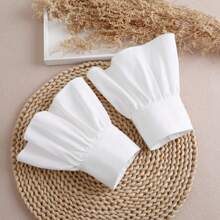 1 Pair Ladies' Fabric Trumpet Decor False Sleeves, Suitable For Outings And Party Decoration - White - View 5