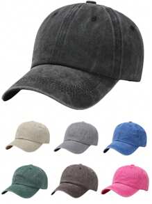 1 件女士纯色水洗棒球帽，适合春季、夏季、秋季户外活动