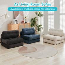 Folding Sofa Bed, Convertible Sleeper Chair With Pillow & Back Support, Portable Fold Out Chair Bed, Comfy Floor Sofa Lounge, Lazy Sofa For Dorm/Living Room/Office/Apartment - 藍色 - 查看 10