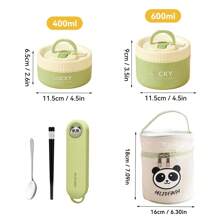 Portable 304 Stainless Steel Thermal Lunch Box With Cutlery&Lunch Bag, Cute Capybara Pattern Leak Proof Bento Box, Microwave Safe&Hot Water Heating, Insulated Anti Scalding Lunch Container, Reusable Fruit Salad Food Storage Container, Suitable For Student And Adult Use In School, Office, Outdoor Camping, Picnic, Travel