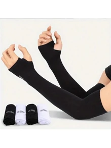 UV Sun Protection Arm Sleeves With Thumb Hole For Men Youth, Cooling Sleeve To Cover Tattoo Sunscreen Compression Arm Sleeve Summer Cooling Cuff For Men Outdoor Running Fishing Sun Protection Cover Sleeves Cover Arms Black Arm Sleeve - Multicolor - View 6