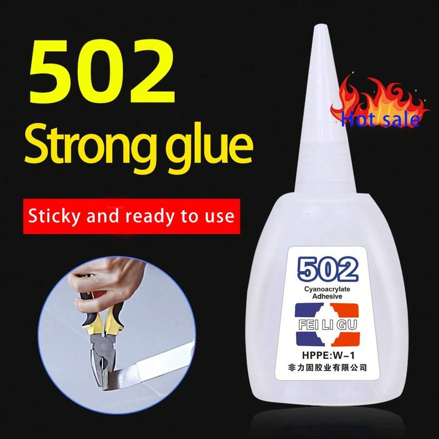 Cola Forte 502 Genuína Adesivo Multifuncional Reparo de Móveis Cola de Madeira Spray de Publicidade Pintura Bambu Madeira Cerâmica Artesanato Plástico Frasco Grande Cola Instantânea 502 Voltar às Aulas - Multicolorido - Visão 1