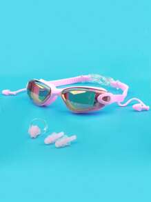 SHENYU 防雾防紫外线游泳镜套装（带耳塞和鼻夹）、海滩必需品、海滩配件、泳池浮板 - 粉色 - 查看 3