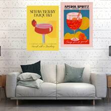 1 幅无框海报墙艺术复古卡通果汁海报和印刷饮料帆布画俱乐部酒吧商店家居装饰 - 彩色 - 查看 14