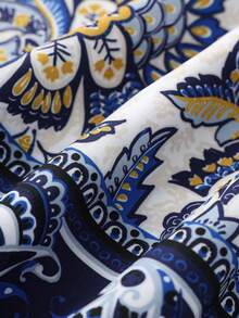 Women's Mid-Length Strapless Strapless Waist Cutout Dress With Prints - Blue - View 8