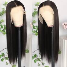 13X6 Platinum White Synthetic Lace Front Wigs 28 Inch Pre Plucked Long Straight Hair Wigs Glueless White Wigs Heat Resistant Fiber Hair Natural Halloween Wigs Platinum Blonde Lace Front Wigs For Women For Daily Christmas Party Cosplay Use - 黑色 - 查看 5