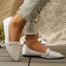 女鞋，休闲鞋，真丝面料，鳄鱼纹，尖头鞋，透气轻便，